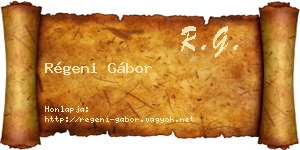 Régeni Gábor névjegykártya
